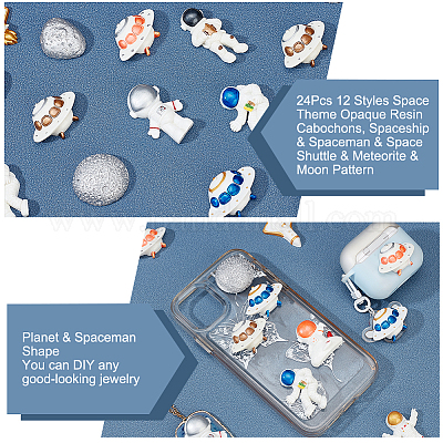 24 шт. 12 стиля кабошоны из непрозрачной смолы с космической тематикой RESI-OC0001-65-1