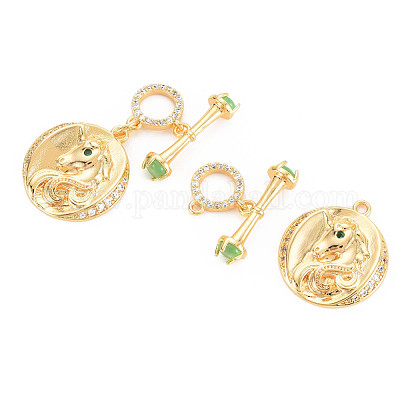 Реечное покрытие латунь микро паве прозрачный кубический цирконий застежки-тоггл KK-N233-183-1