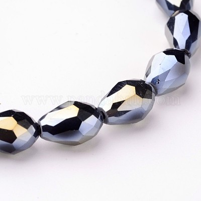 Стеклянные бусины с гальваническим покрытием  EGLA-D015-12x8mm-14-1