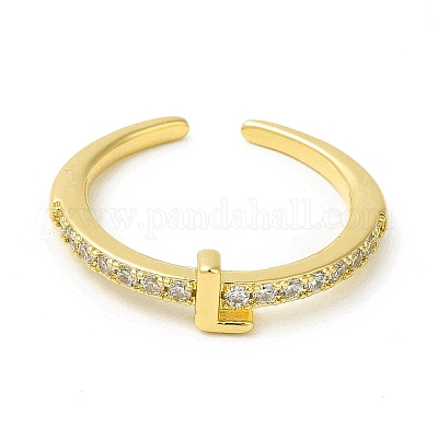 Кольцо-манжета с открытой буквой из прозрачного кубического циркония RJEW-H120-09G-L-1