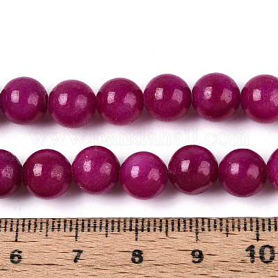 Нити круглых бусин из натурального окрашенного нефрита машан G-T139-8mm-67D-1