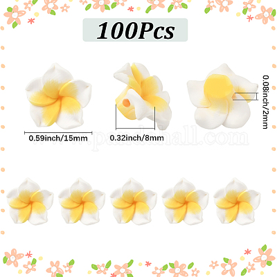100шт полимерная глина ручной работы 3d цветок плюмерия бусины CLAY-SC0002-48C-1