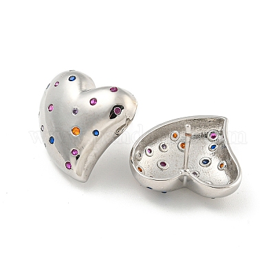 Серьга-гвоздик из латуни с микропаве из кубического циркония EJEW-C102-08P-02-1