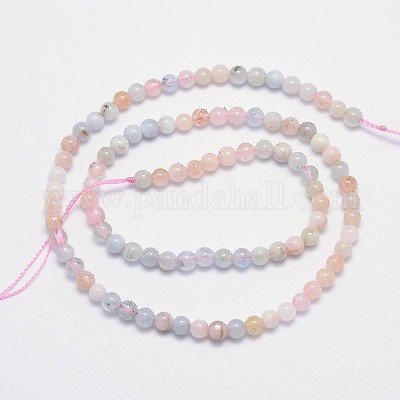 Естественно Morganite круглый шарик нити&nbsp;G-I159-4mm-1