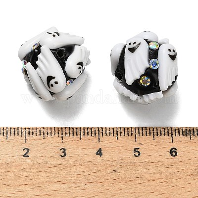 Бусины из полимерной глины со стразами и смолой на тему Хэллоуина RESI-Z045-02A-01-1