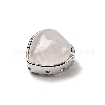 Многорядные звенья из латуни с натуральным розовым кварцем в форме сердца G-B149-13P-03-1