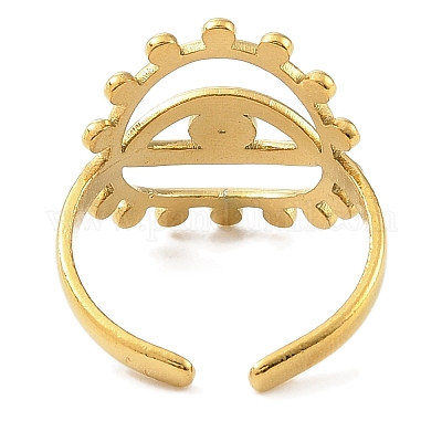 Открытое кольцо-манжета из нержавеющей стали 304 с ионным покрытием (IP) для женщин RJEW-F166-02G-01-1