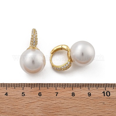 Латунные серьги-кольца из прозрачного кубического циркония EJEW-R016-03G-1