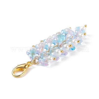 Труба цветок стеклянный кулон украшения HJEW-JM00800-01-1