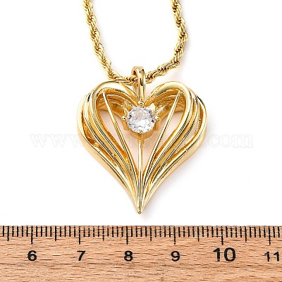 Женские латунные подвески в форме сердца с прозрачным кубическим цирконием NJEW-K381-07C-G-1