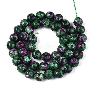 Окрашенные природные белый нефрит бисер пряди G-T139-8mm-60-20-1