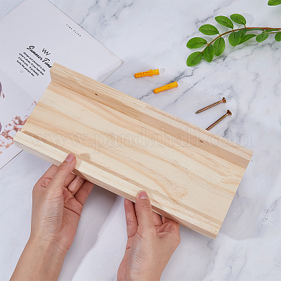 Прямоугольная настенная полка из цельного дерева AJEW-WH0472-11A-1