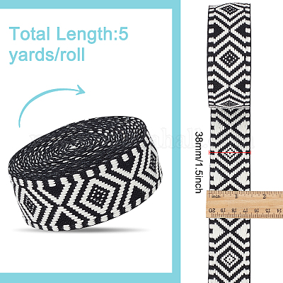 5 ярд поликоттоновой жаккардовой ленты в этническом стиле в форме ромба OCOR-WH0078-167D-1