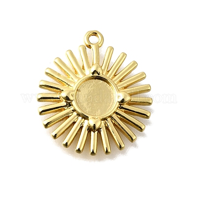 Подвеска-кабошон из латуни с солнцем KK-P306-07G-1