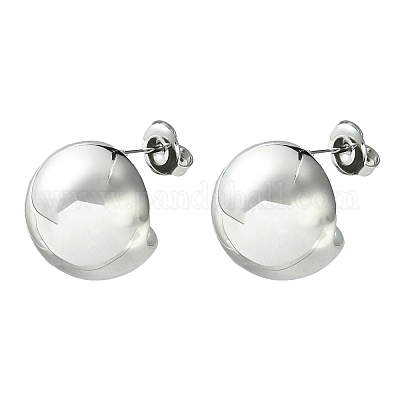 Круглые серьги-гвоздики из нержавеющей стали 304 EJEW-Z038-10P-1
