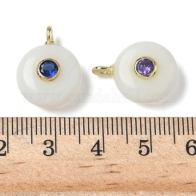 Плоские круглые подвески из смешанных драгоценных камней из натуральных и синтетических камней G-H318-01G-1