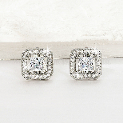 Серьги-клипсы из латуни со стразами SZ0570-1