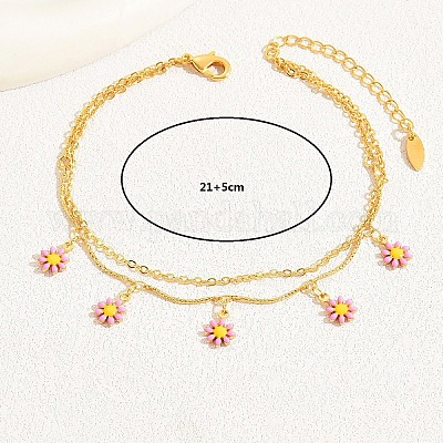 Латунные двухслойные браслеты на щиколотку с кисточками в виде цветка ромашки для женщин в подарок на свидание в отпуске AN0385-3-1