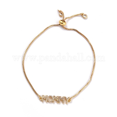 Регулируемые браслеты-слайдеры с прозрачным кубическим цирконием из латуни с микропаве BJEW-L652-16G-1