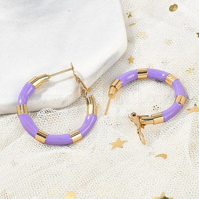 Серьги-кольца из нержавеющей стали с вакуумным покрытием PVD 201 для женщин EJEW-B016-33D-1