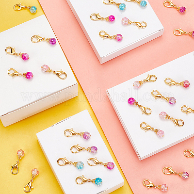 80 шт. круглые стеклянные бусины с эффектом потрескивания HJEW-PH0001-62-1