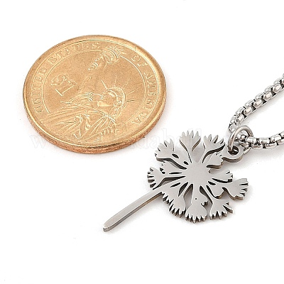 YFN Collana Con Ciondolo Dente Di Leone In Argento 925 E Tormalina Nera - Gioiello Simbolo Di Speranza, Regalo Per Donna