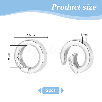 2 шт. 925 кольца-пружинки из стерлингового серебра с 925 штампами STER-PH0002-15-1