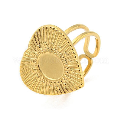 Ионное покрытие (ip) нержавеющая сталь 304 открытая манжета накладка кольцо кабошон оправа RJEW-K245-90G-1