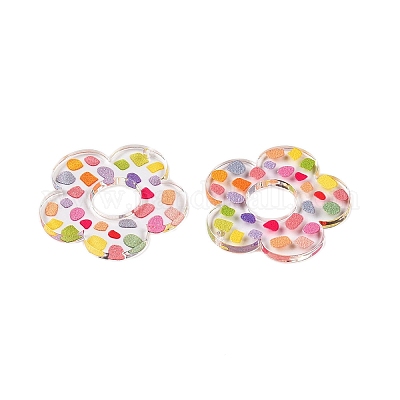 Акриловые подвески с цветочным принтом OACR-T028-06H-1