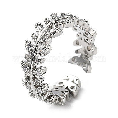 Открытые манжеты из латуни с микропаве и прозрачным цирконием для женщин&nbsp;LS-RJEW-G296-02P-1