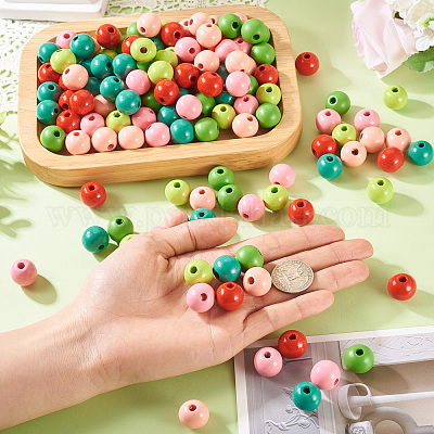 240шт 6 цвета натуральные деревянные бусины WOOD-TA0002-74E-1