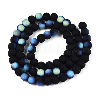 Нити из матовых непрозрачных стеклянных бусин GLAA-T032-P6mm-MBB01-1