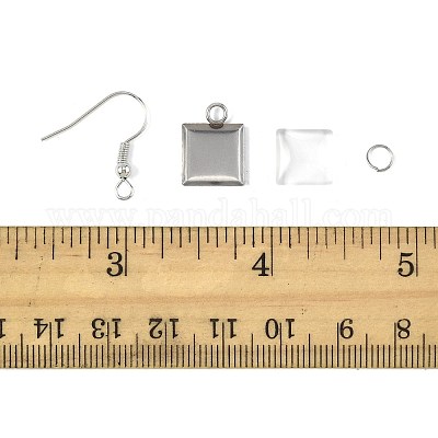 Наборы для самостоятельного изготовления квадратных сережек-подвесок DIY-FS0009-17-1