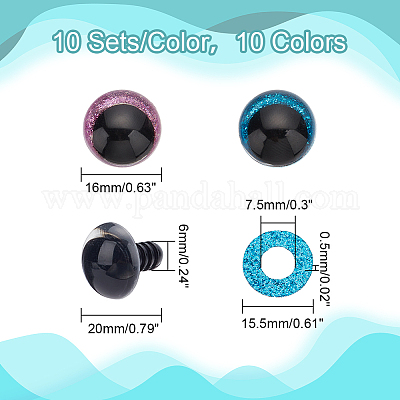 10 пакетик 10-х цветных пластиковых кукольных глаз FIND-PH0018-07-1