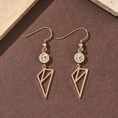 Серьги-подвески из нержавеющей стали 304 с треугольными подвесками EJEW-Z129-07RG-1