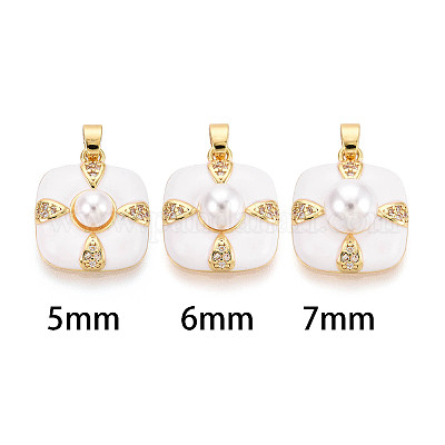 Латунный микро-паве кубический кубик циркония жемчужина KK-T079-07G-1