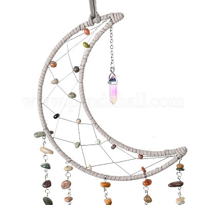 Смешанные чипсы из драгоценных камней из бисера луна висит ловцы солнца HJEW-M004-01-1