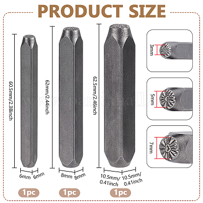 3 шт. 3 стиля штампов из стали и кожи AJEW-BC0008-98A-1