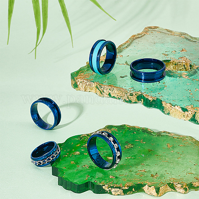 14 шт. набор из 7 колец унисекс из нержавеющей стали с рифлением RJEW-UN0002-65BL-1