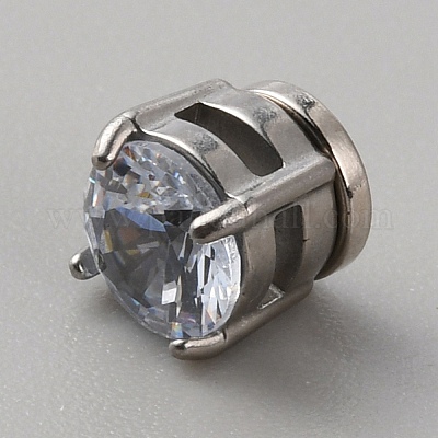 Плоские круглые клипсы из прозрачного кубического циркония EJEW-TAC0017-08-1