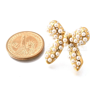 Кольца-манжеты из нержавеющей стали 304 с бантом для женщин RJEW-A058-01A-G-1