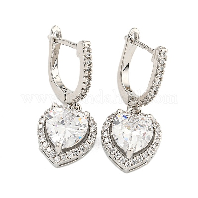 Серьги-кольца из латуни с микропаве из кубического циркония EJEW-H310-02P-1