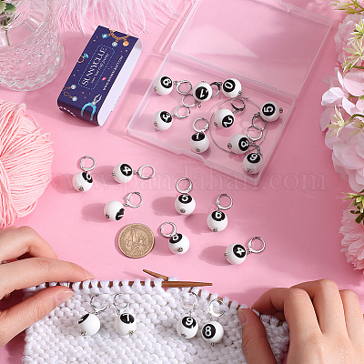 Круглый силиконовый кулон с черными цифрами и украшениями HJEW-SC00059-1