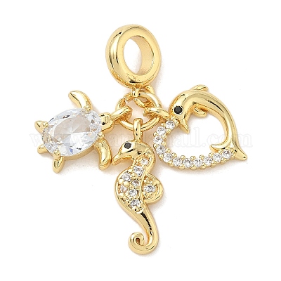 Латунь микропаве прозрачный кубический цирконий европейские подвески с подвесками KK-K368-31G-1