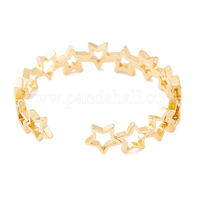 Женские браслеты-манжеты с открытыми манжетами из латуни с микропаве и прозрачным фианитом BJEW-S147-10G-A-1