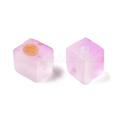 Матовые стеклянные бусины с золотистой блестящей пудрой DGLA-NH001-6mm-01I-1