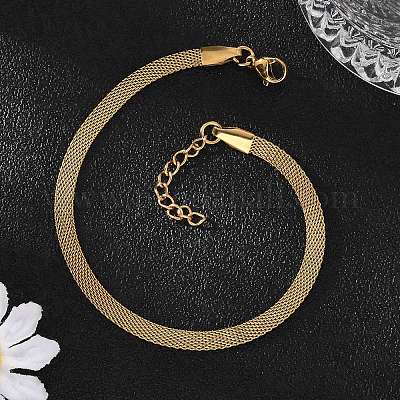 Ионное покрытие (ip) 304 нержавеющая сталь сетка цепи/сетчатые браслеты браслеты BJEW-I274-13G-1