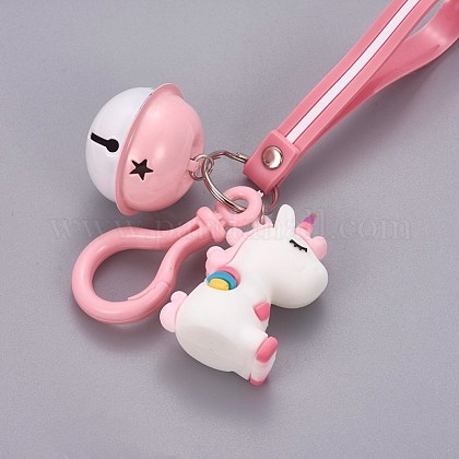 プラスチックキーホルダー 鉄パーツ ユニコーン 鐘 プラチナ ホワイト 175ミリメートル ペンダント 56x23x34ミリメートルの通販 Jp Pandahall Com