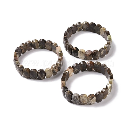 Natural Wealth Stone Jaspis Oval Perlen Stretch-Armband G-E010-01X-1