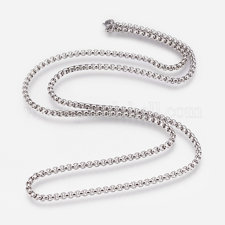 304 Stainless Steel Box Chain/Venetian Chain Necklaces NJEW-G313-25P-1